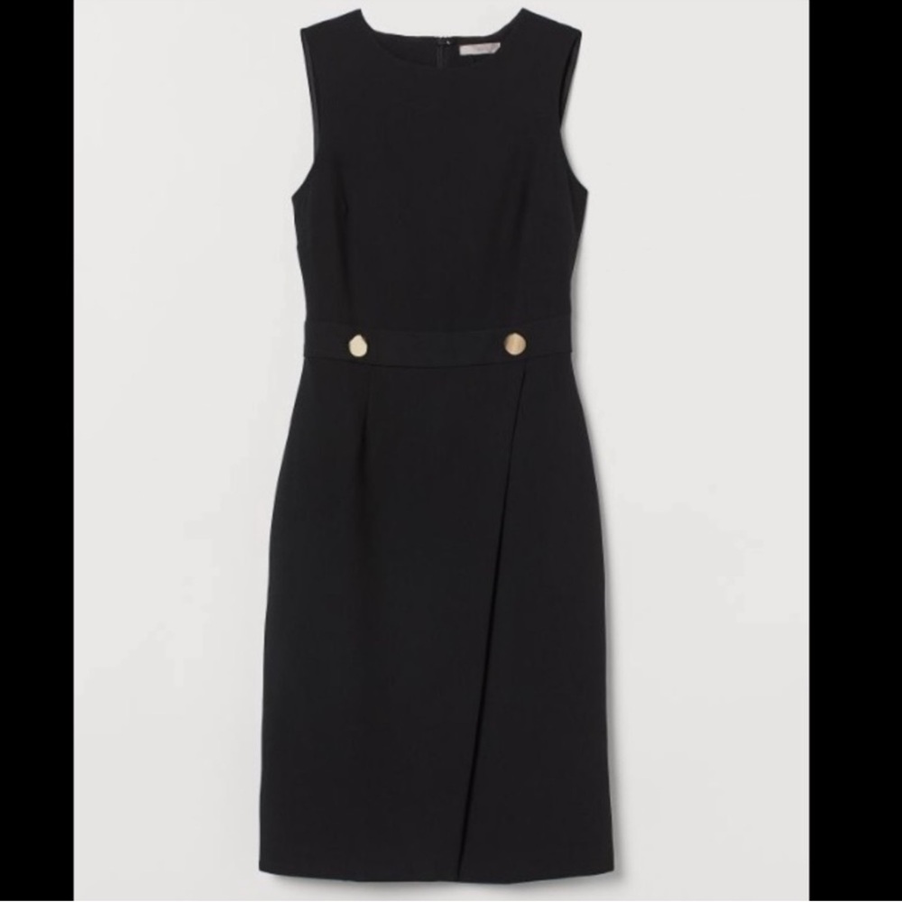 H & M Woman's Black Faux Wrap Classic Dress Black Small